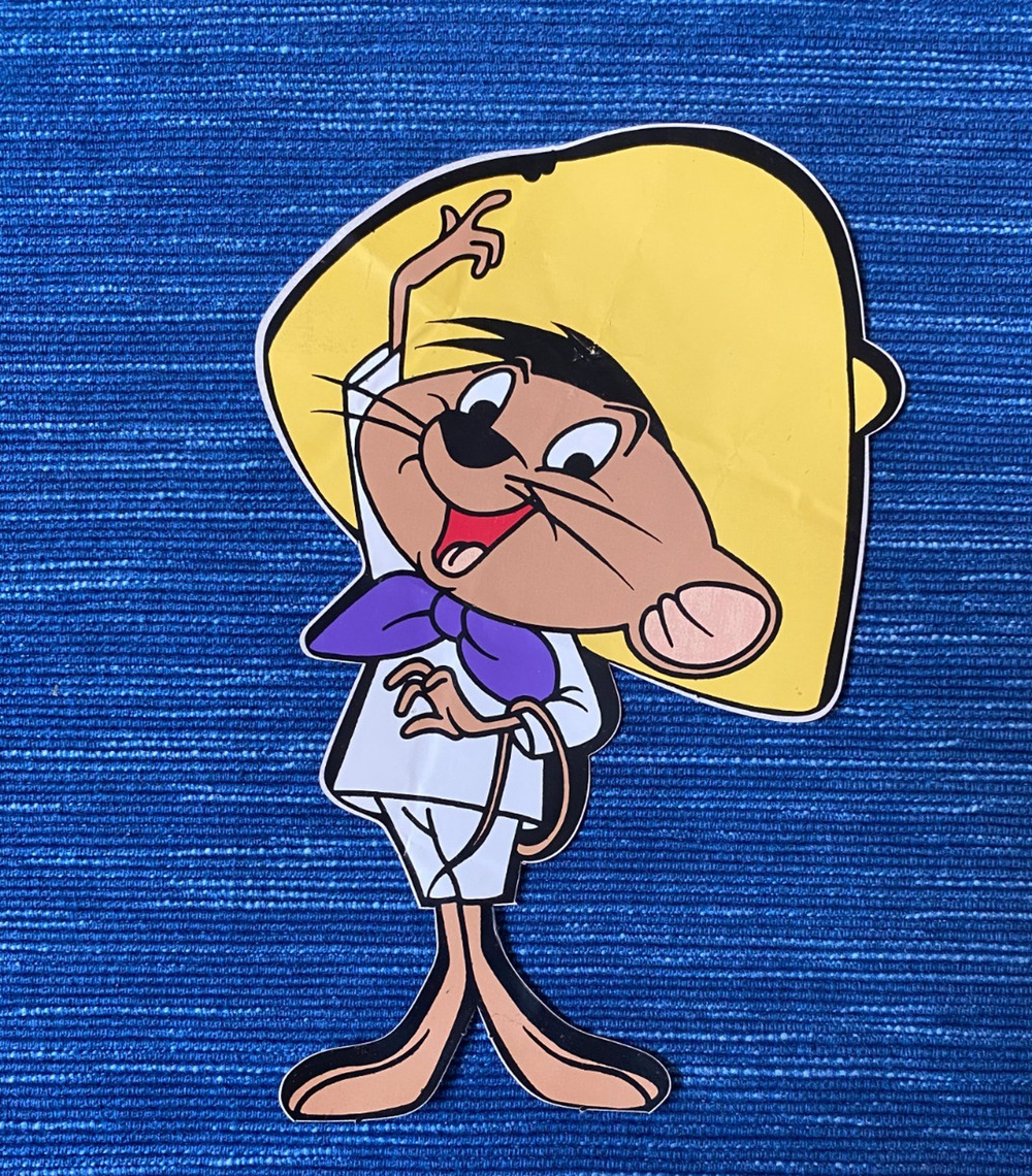 Vintage Looney Tunes Die Cut Speedy Gonzales Decal Sticker 8" Warner Bros 95B